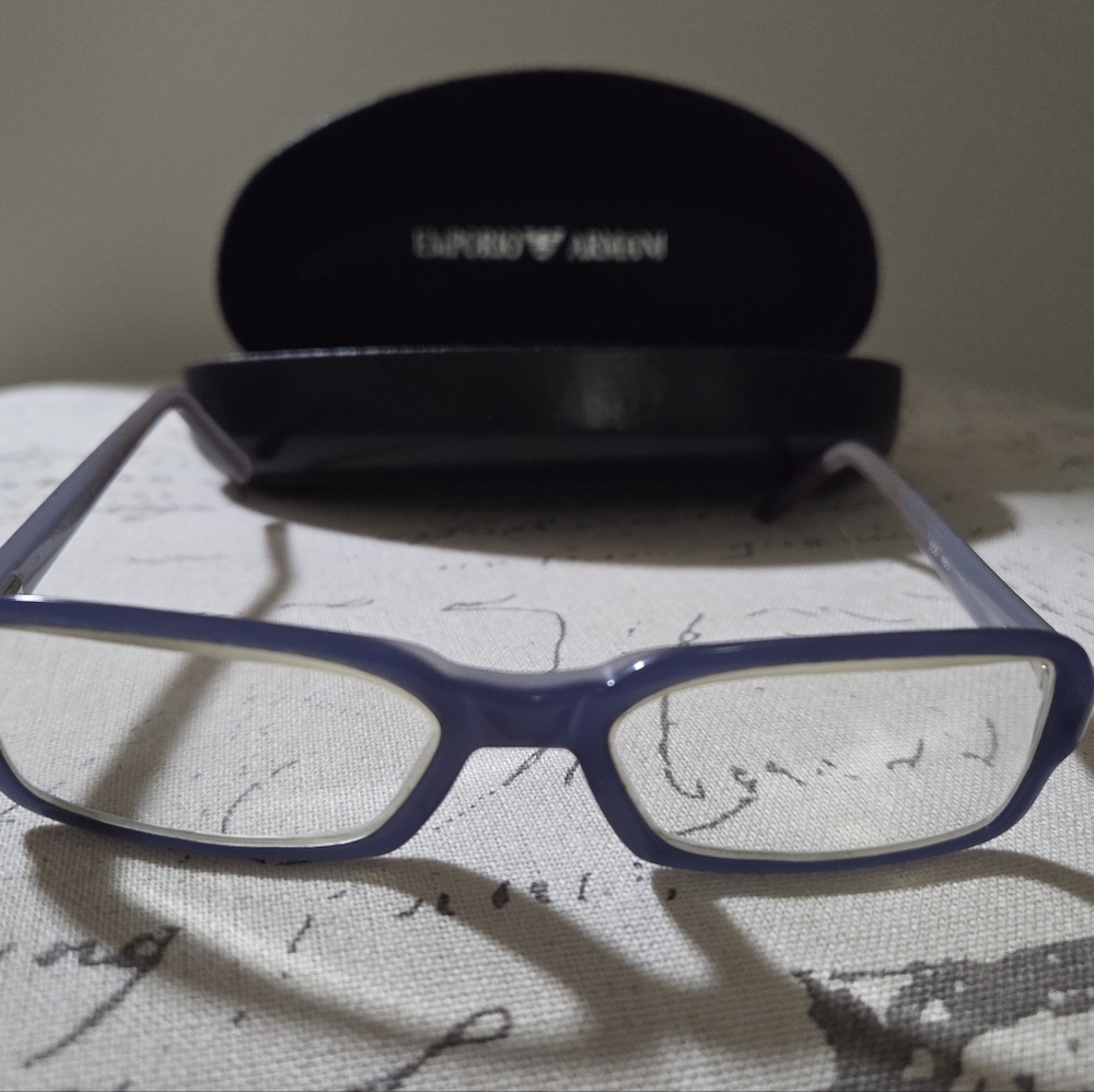Emporio Armani Prescription Eyeglasses Frosted Blue Rectangular - Picture 5 of 7